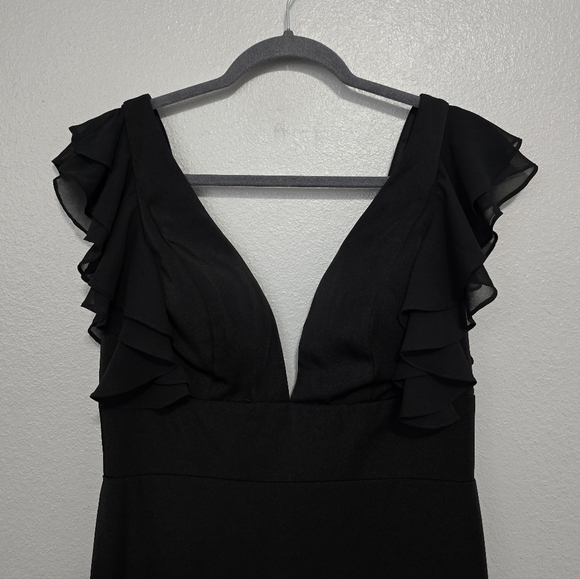 Mac Duggal 67458 Ruffle Sleeve Backless Black Mini Dress - Picture 4 of 6